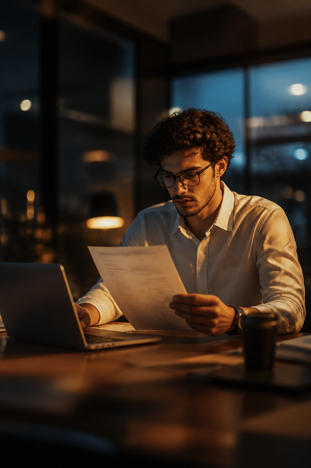 Profissional comparando o currículo com os requisitos de uma vaga